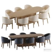 Morgan Barrelback & Mulholland Pedestal Dining Set 006