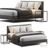 ITALIA FABRIC HORIZONTAL BED - OAK BASE