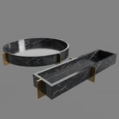 Mataro Marble and Brass Trough by RH