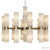 Gold and white glass chandelier