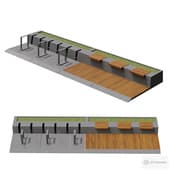 Bicycle parking with benches / Urban environment