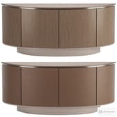 Midcentury Post Modern Demilune Credenza or Cabinet in Glossy Laminate