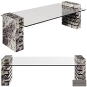 Large Marble and Glass Coffee Table by 1stDibs