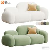 Wood Cushioned Lazy 2 Seater Sofa