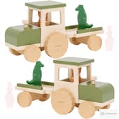 Holztraktor mit Anhänger Tiere