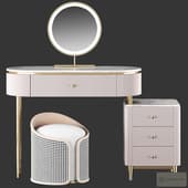HOMARY Champagne Marble Top Makeup Vanity Set