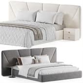 Beige Flowers Double Bed