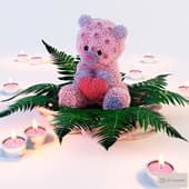 Мишка из цветов ко дню всех влюбленных.