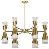 Brass Chandelier with Alabaster Cones by Glustin Luminaires