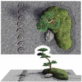 Lowpoly Japanese Rock (Zen) Garden 04