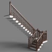 Wooden two-step ladder with a platform