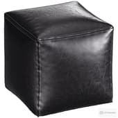 Leather Ottoman Black MSP2BL - Moroccan pouf