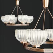 Six-Light Art Deco Brass Hoop Chandelier by Murano Maker Barovier & Toso