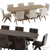 Jakob Fabric & Mulholland Pedestal Dining Set 003