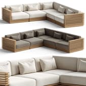Batten 5-Piece L-Shaped Teak Sofa