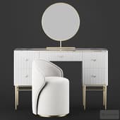 Homary Bline White Makeup Vanity Table Marble Dressing Table
