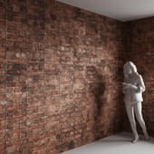 Стена из красного старого кирпича необычной раскладки