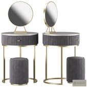 Modern Makeup Vanity Set Velvet Upholstered Small