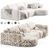 Space-2 Velvet Beige Corner Modular Sofa