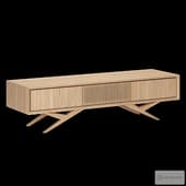THALLORIS Oak long TV stand with slatted door
