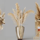 H28 degraded brown glass vase With Cortaderia and Pampas
