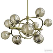 Gold concentric ring pendant light with sphere shade smoke glass contemporary chandelier