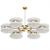 Minimalist Contemporary White Murano Glass and Brass Chandelier