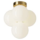 Boule 4 light brass and opal flush pendant light