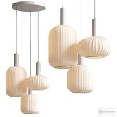 Cluster Pendelleuchte Candela aus Opalglas