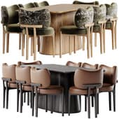NIKKO Dining Chair and Eton Natural Wood Ceramic Dining Table