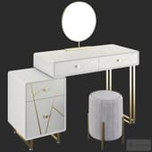 Homary Modern White Makeup Dressing Table