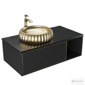 Homary Black Floating Bathroom Vanity