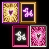 Neon signboard SET Heart and ballon Dog